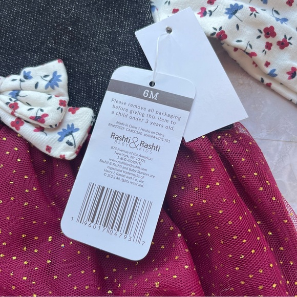 Baby starters tulle floral chambray dress 6 months new with tags fall holiday - Picture 6 of 9